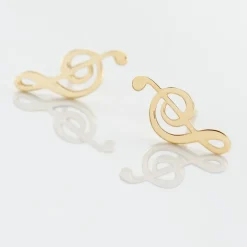 Boucles D'oreilles Puces Bayram Musique Or Jaune