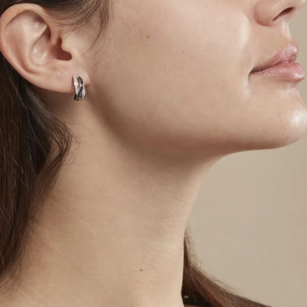 Boucles D'oreilles Puces Bethany Argent Blanc Oxyde De Zirconium