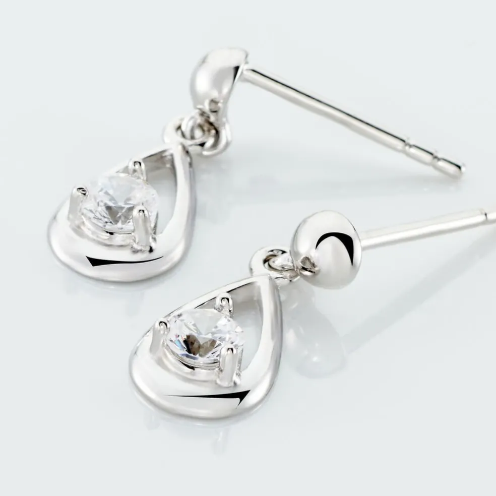 Boucles D'oreilles Puces Bethilda Argent Blanc Oxyde De Zirconium