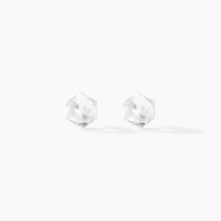 Boucles D'oreilles Puces Bridie Argent Blanc Pierre De Synthese