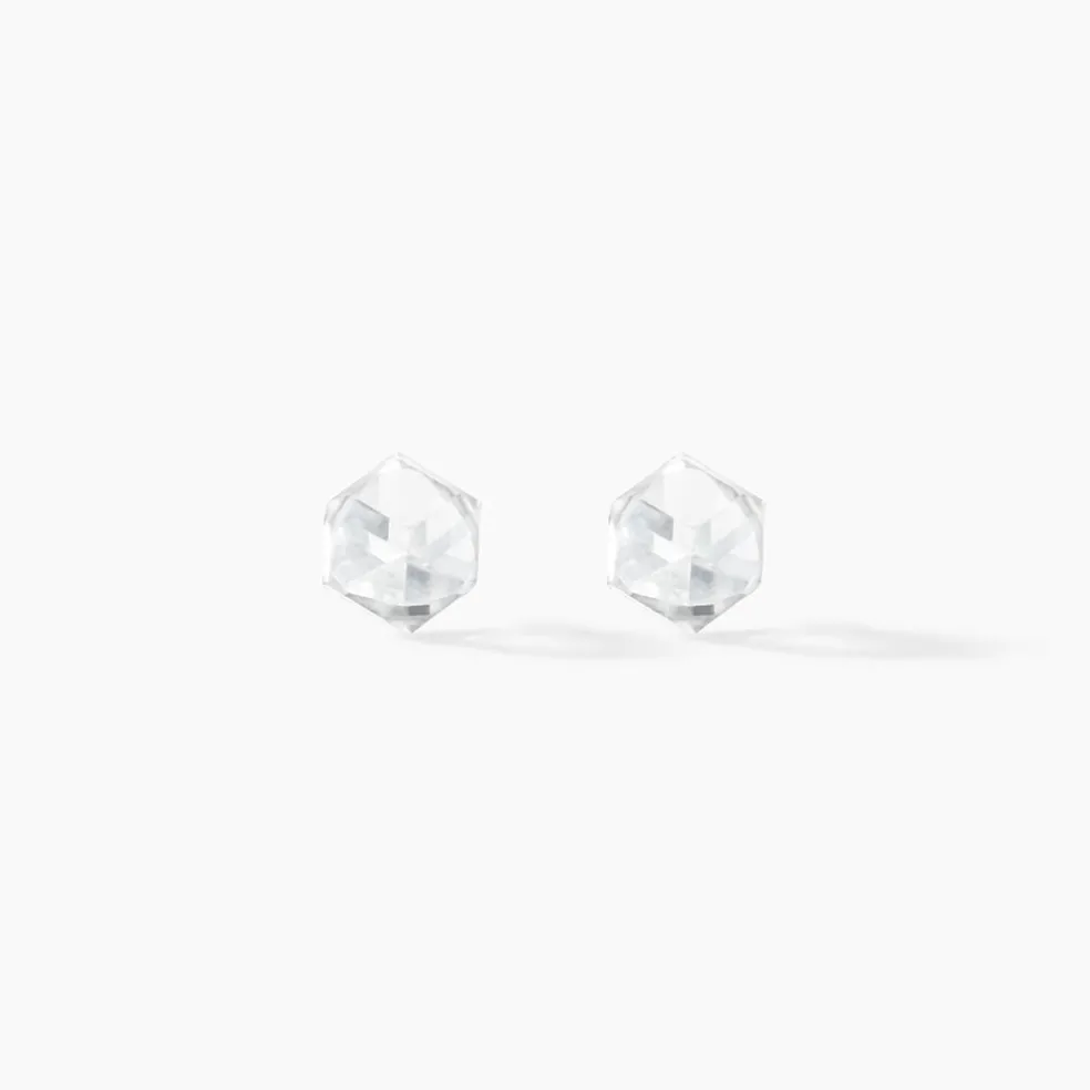 Boucles D'oreilles Puces Bridie Argent Blanc Pierre De Synthese