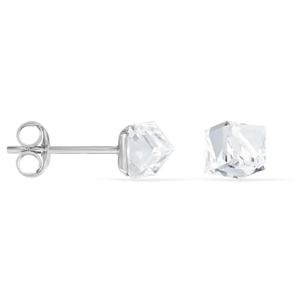 Boucles D'oreilles Puces Bridie Argent Blanc Pierre De Synthese