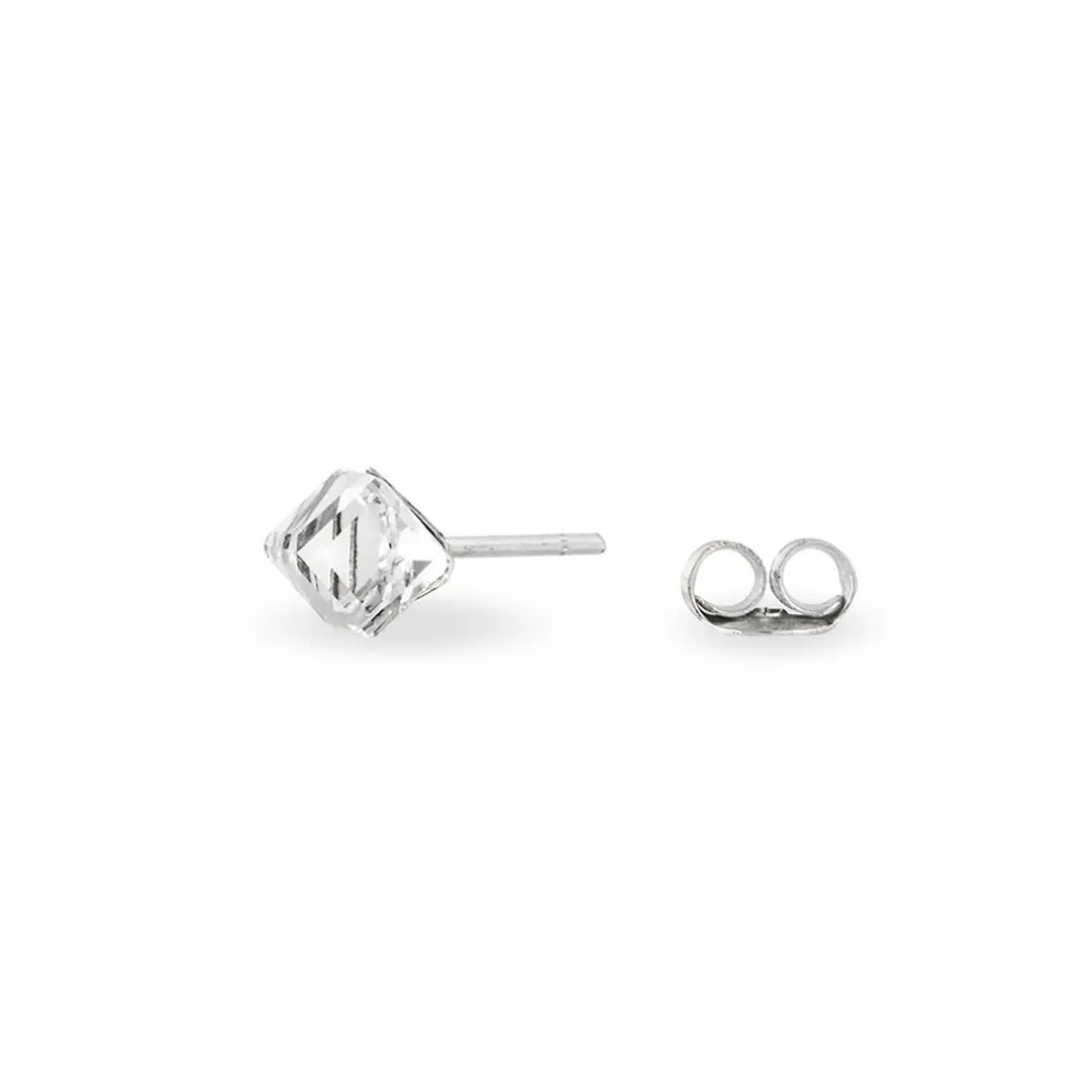 Boucles D'oreilles Puces Bridie Argent Blanc Pierre De Synthese