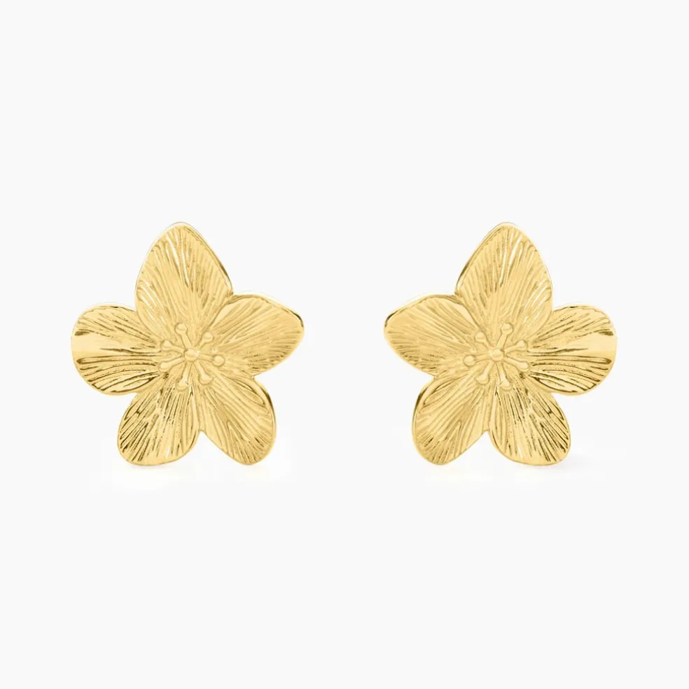 Boucles D'oreilles Puces Barbade Acier Jaune