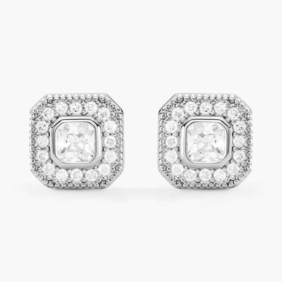 Boucles D'oreilles Puces Baroque Party Argent Blanc Oxyde De Zirconium