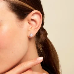 Boucles D'oreilles Puces Baroque Party Argent Blanc Oxyde De Zirconium