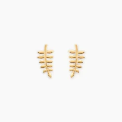 Boucles D'oreilles Puces Bartolomea Feuilles Or Jaune
