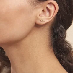 Boucles D'oreilles Puces Bartolomea Feuilles Or Jaune