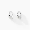 Boucles D'oreilles Puces Curve Argent Blanc