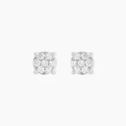 Boucles D'oreilles Puces Charlene Or Blanc Diamant Synthetique
