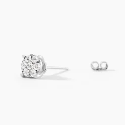 Boucles D'oreilles Puces Charlene Or Blanc Diamant Synthetique