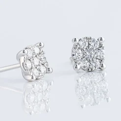 Boucles D'oreilles Puces Charlene Or Blanc Diamant Synthetique