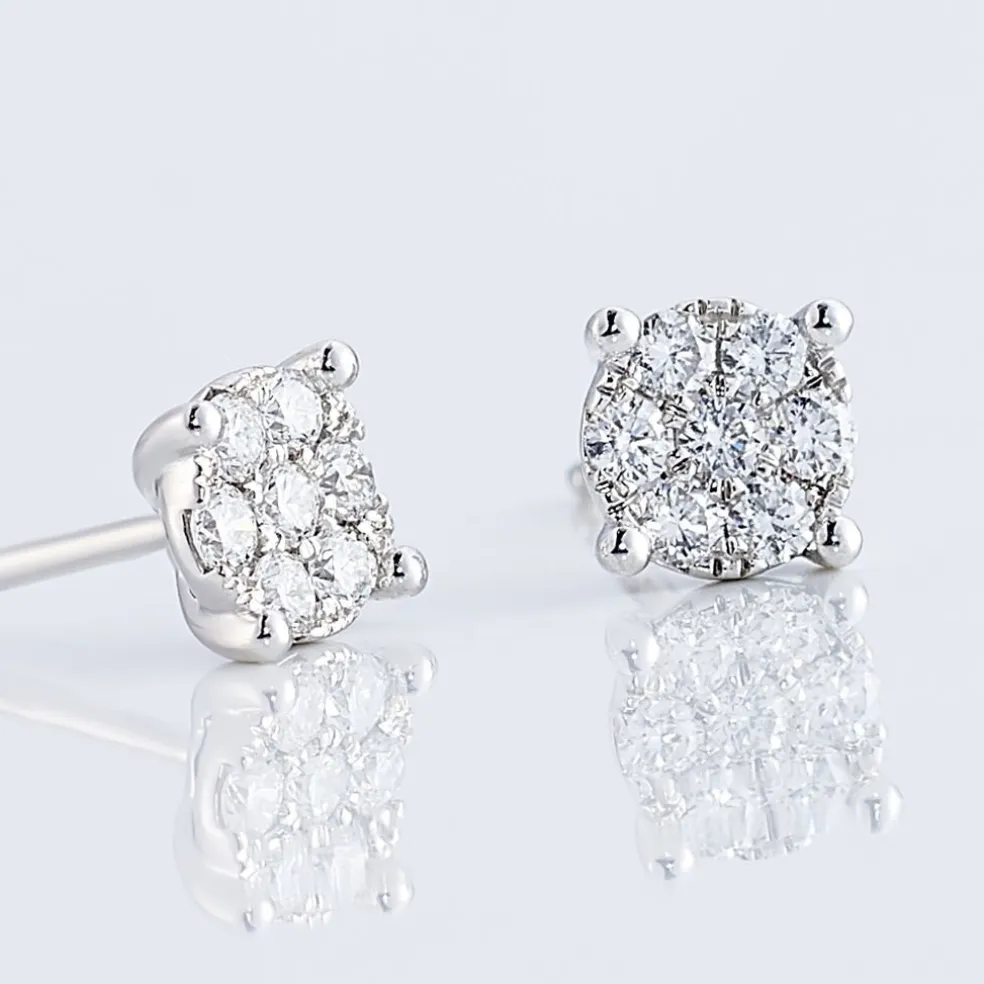 Boucles D'oreilles Puces Charlene Or Blanc Diamant Synthetique