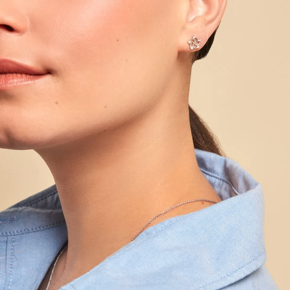 Boucles D'oreilles Puces Clarance Argent Blanc Oxyde De Zirconium