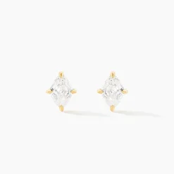 Boucles D'Oreilles Puces Collection Icone Or Jaune Diamant Synthétique