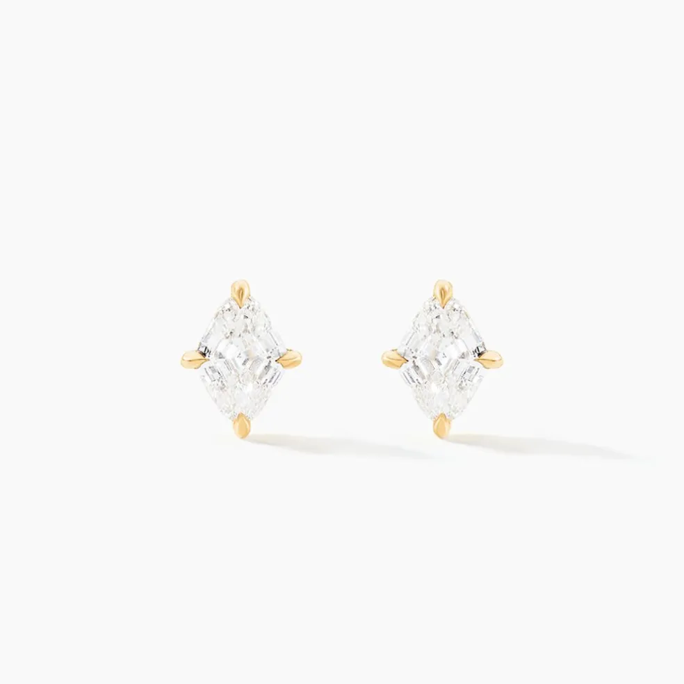 Boucles D'Oreilles Puces Collection Icone Or Jaune Diamant Synthétique