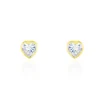 Boucles D'oreilles Puces Coeur Serti Clos Or Jaune Oxyde De Zirconium