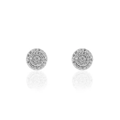 Boucles D'oreilles Puces Classic Or Blanc Oxyde De Zirconium