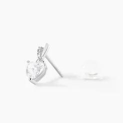 Boucles D'oreilles Puces Clothilde Or Blanc Oxyde De Zirconium