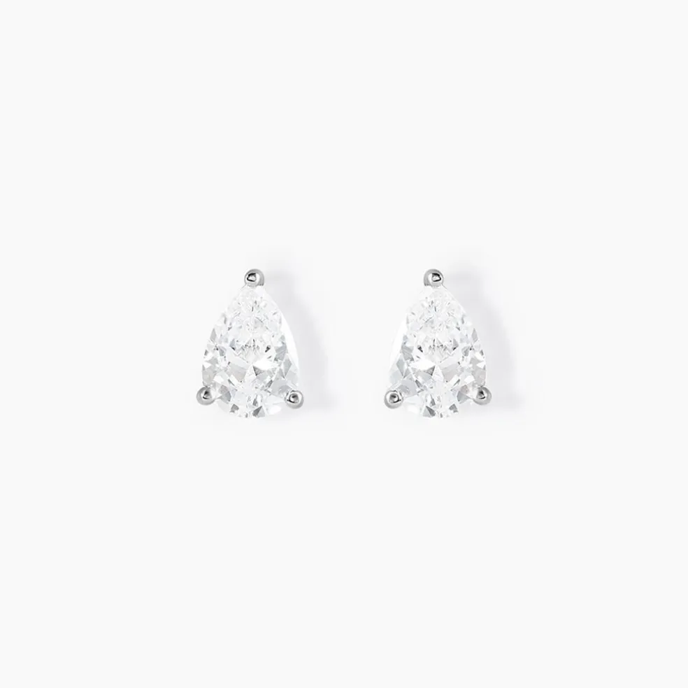 Boucles D'oreilles Puces Clarysse Argent Blanc Oxyde De Zirconium