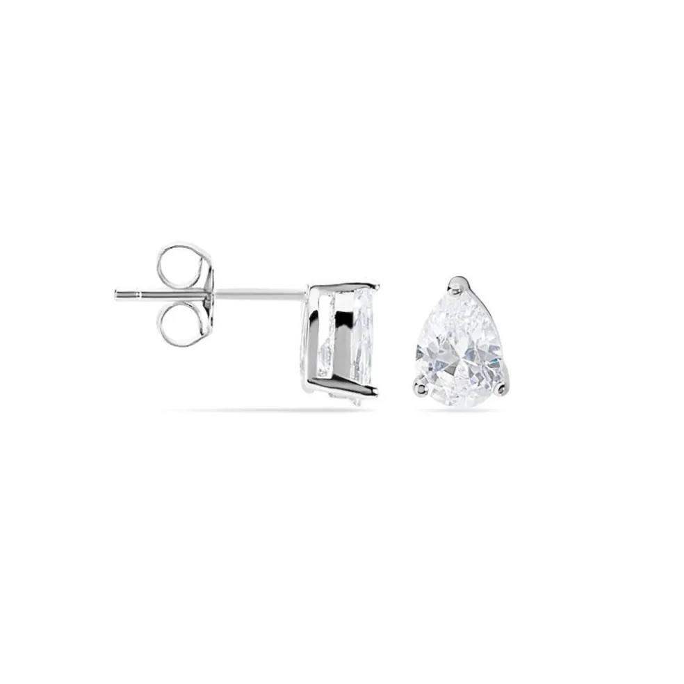 Boucles D'oreilles Puces Clarysse Argent Blanc Oxyde De Zirconium