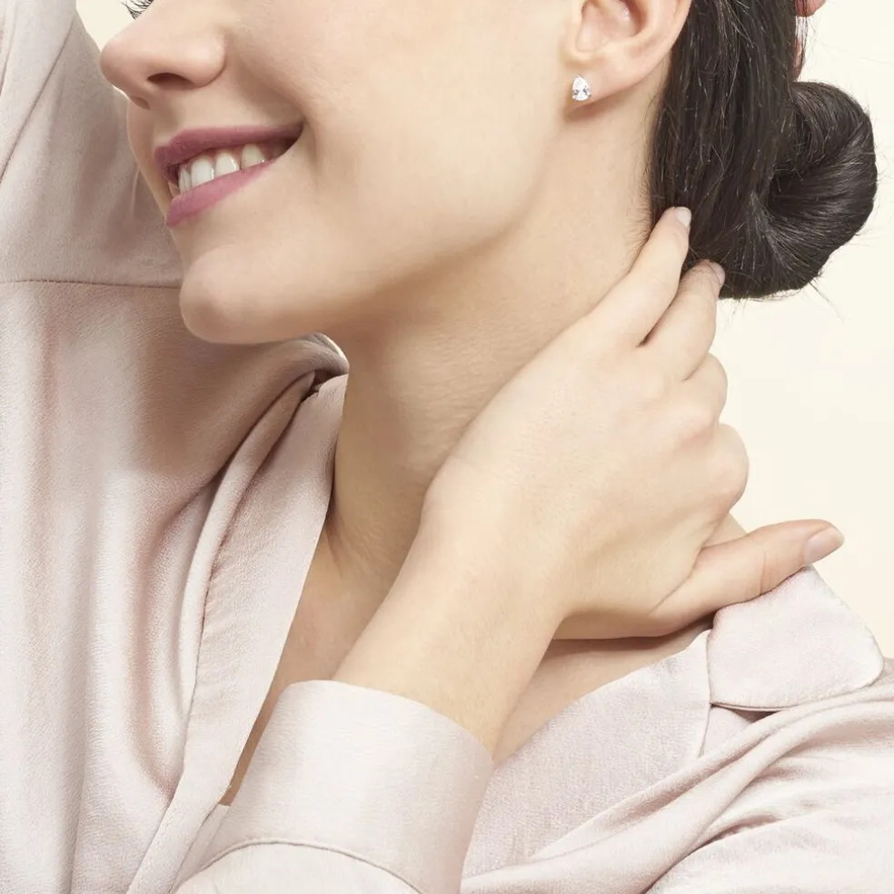Boucles D'oreilles Puces Clarysse Argent Blanc Oxyde De Zirconium