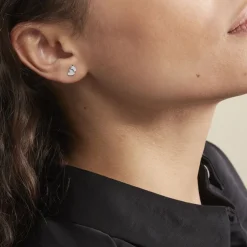 Boucles D'oreilles Puces Collinette Argent Blanc