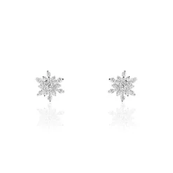 Boucles D'oreilles Puces Cyriac Argent Blanc Oxyde De Zirconium