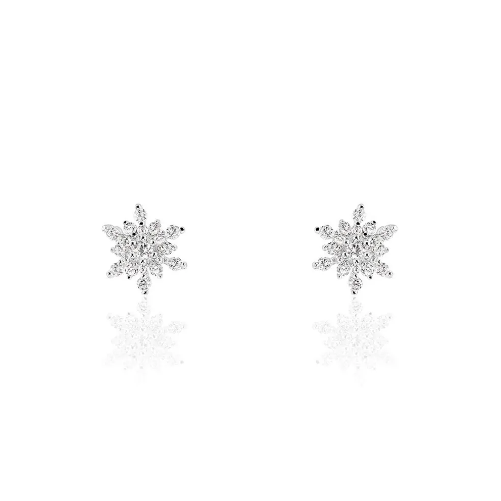 Boucles D'oreilles Puces Cyriac Argent Blanc Oxyde De Zirconium