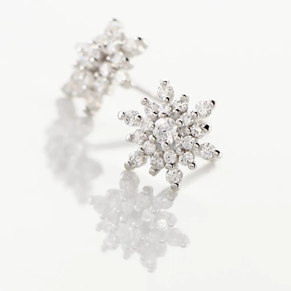 Boucles D'oreilles Puces Cyriac Argent Blanc Oxyde De Zirconium