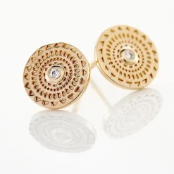 Boucles D'oreilles Puces Carmina Plaqué Or Jaune Oxyde De Zirconium