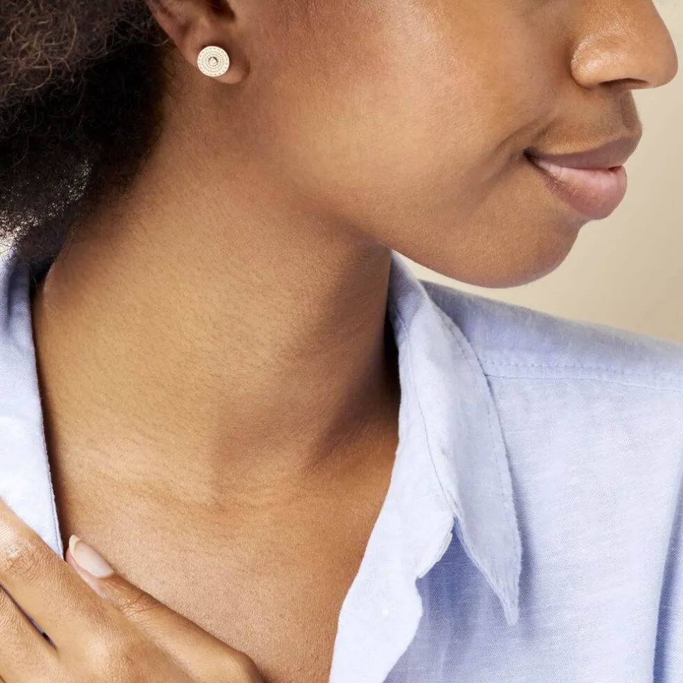 Boucles D'oreilles Puces Carmina Plaqué Or Jaune Oxyde De Zirconium