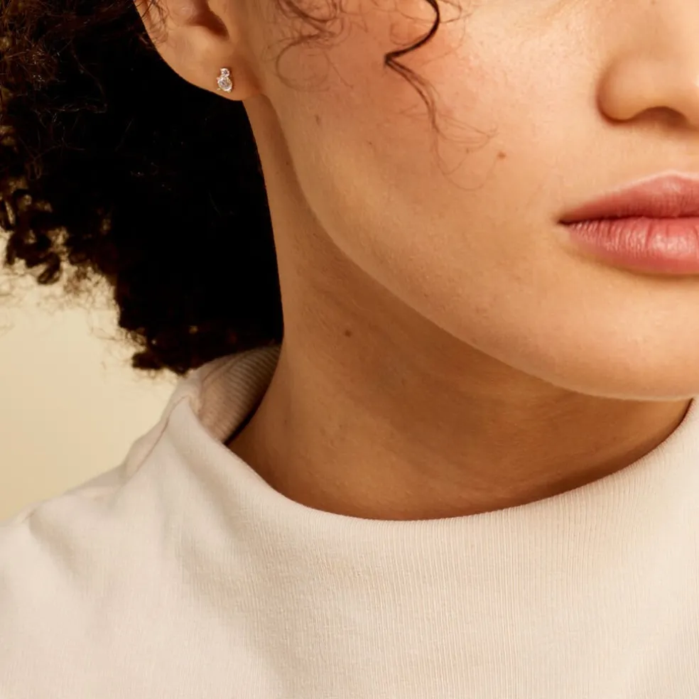 Boucles D'oreilles Puces Constancia Or Jaune Oxyde De Zirconium