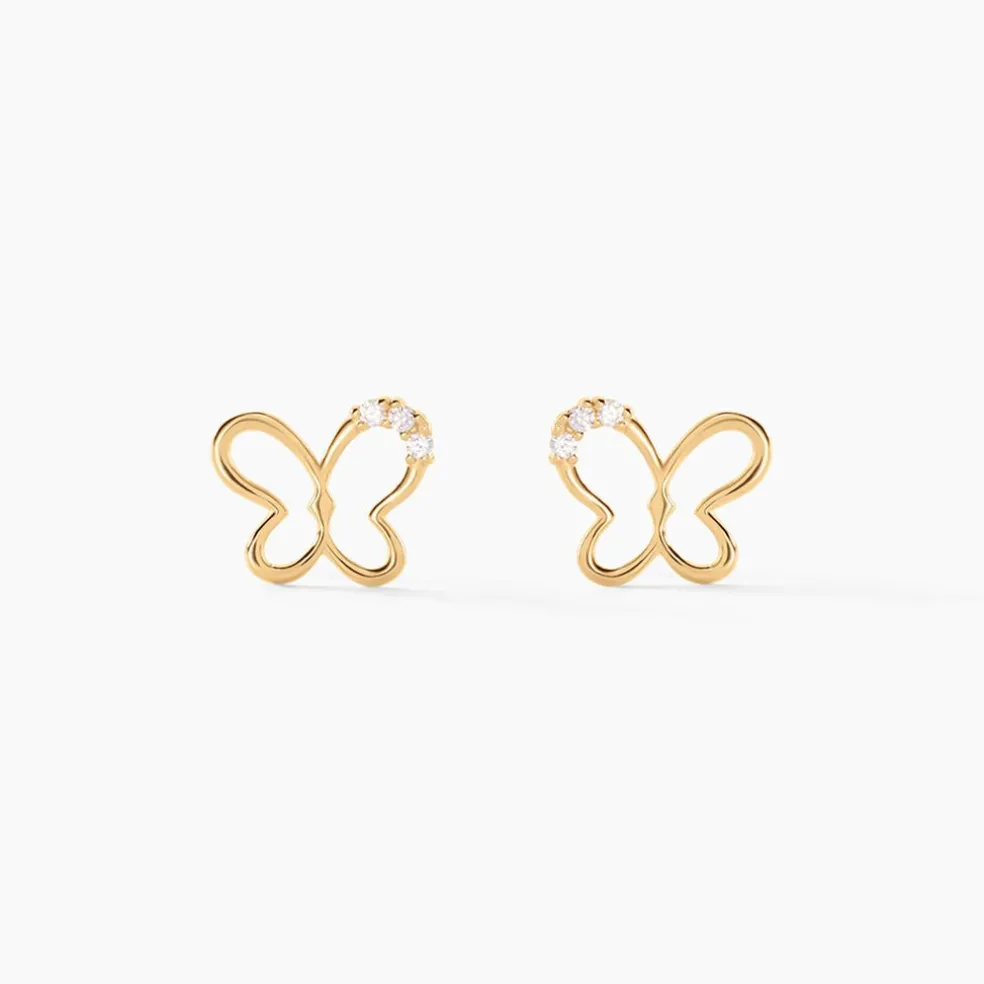 Boucles D'oreilles Puces Camomille Or Jaune Oxyde De Zirconium