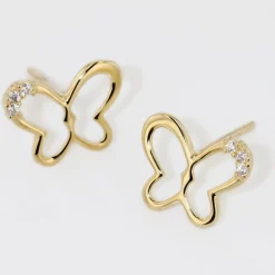 Boucles D'oreilles Puces Camomille Or Jaune Oxyde De Zirconium