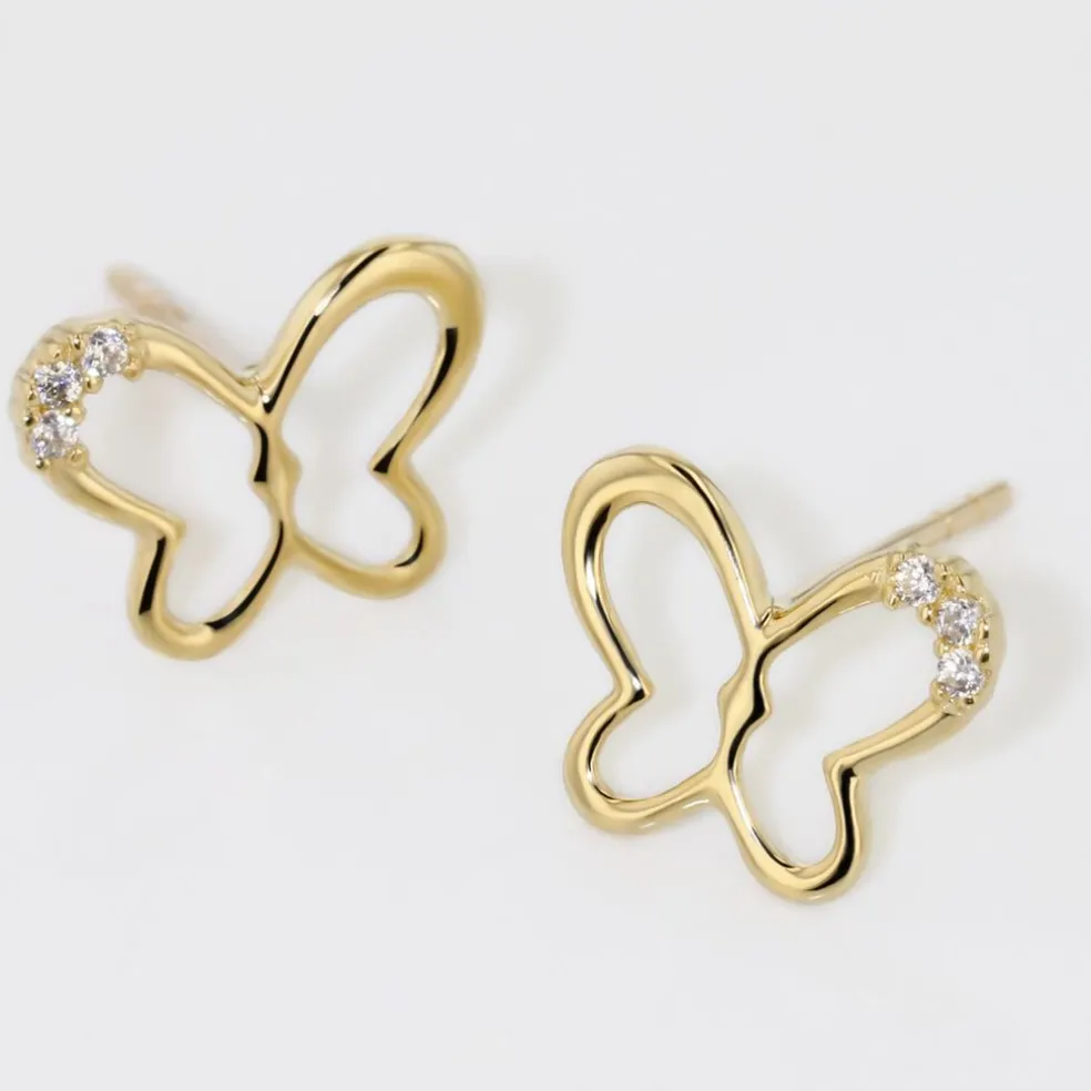Boucles D'oreilles Puces Camomille Or Jaune Oxyde De Zirconium