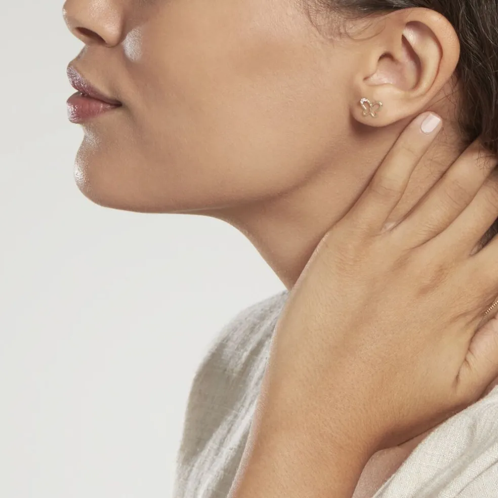 Boucles D'oreilles Puces Camomille Or Jaune Oxyde De Zirconium