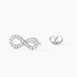 Boucles D'oreilles Puces Clélia Argent Blanc Oxyde De Zirconium