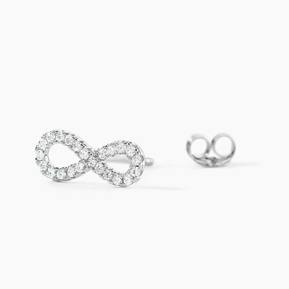 Boucles D'oreilles Puces Clélia Argent Blanc Oxyde De Zirconium