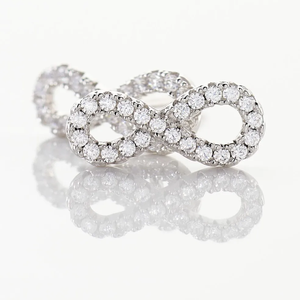 Boucles D'oreilles Puces Clélia Argent Blanc Oxyde De Zirconium