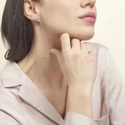 Boucles D'oreilles Puces Clélia Argent Blanc Oxyde De Zirconium