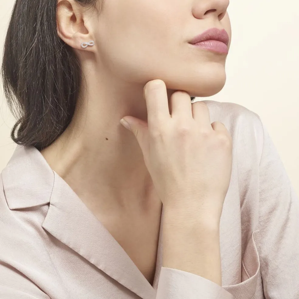 Boucles D'oreilles Puces Clélia Argent Blanc Oxyde De Zirconium