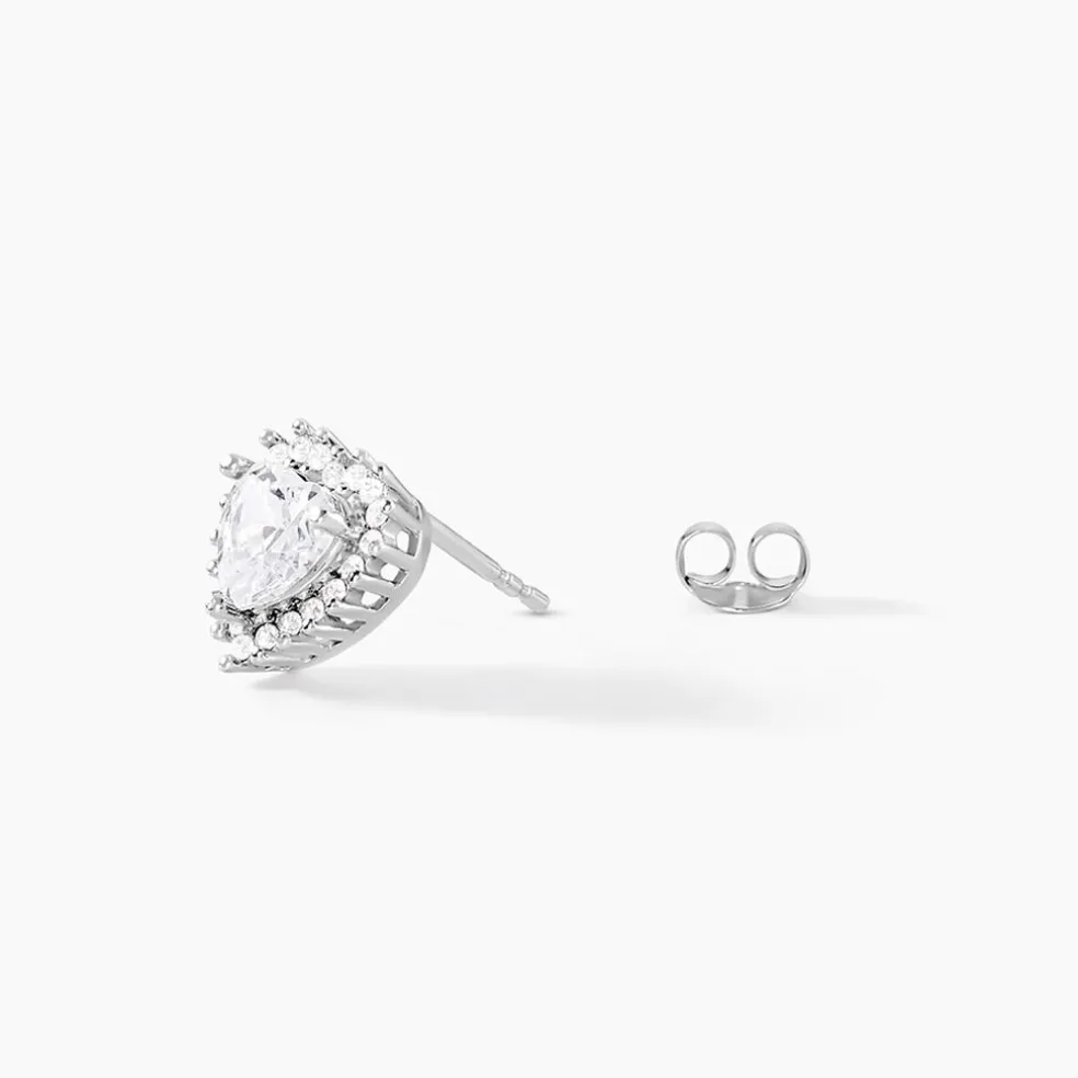Boucles D'oreilles Puces Calvi Argent Blanc Oxyde De Zirconium