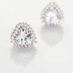 Boucles D'oreilles Puces Calvi Argent Blanc Oxyde De Zirconium