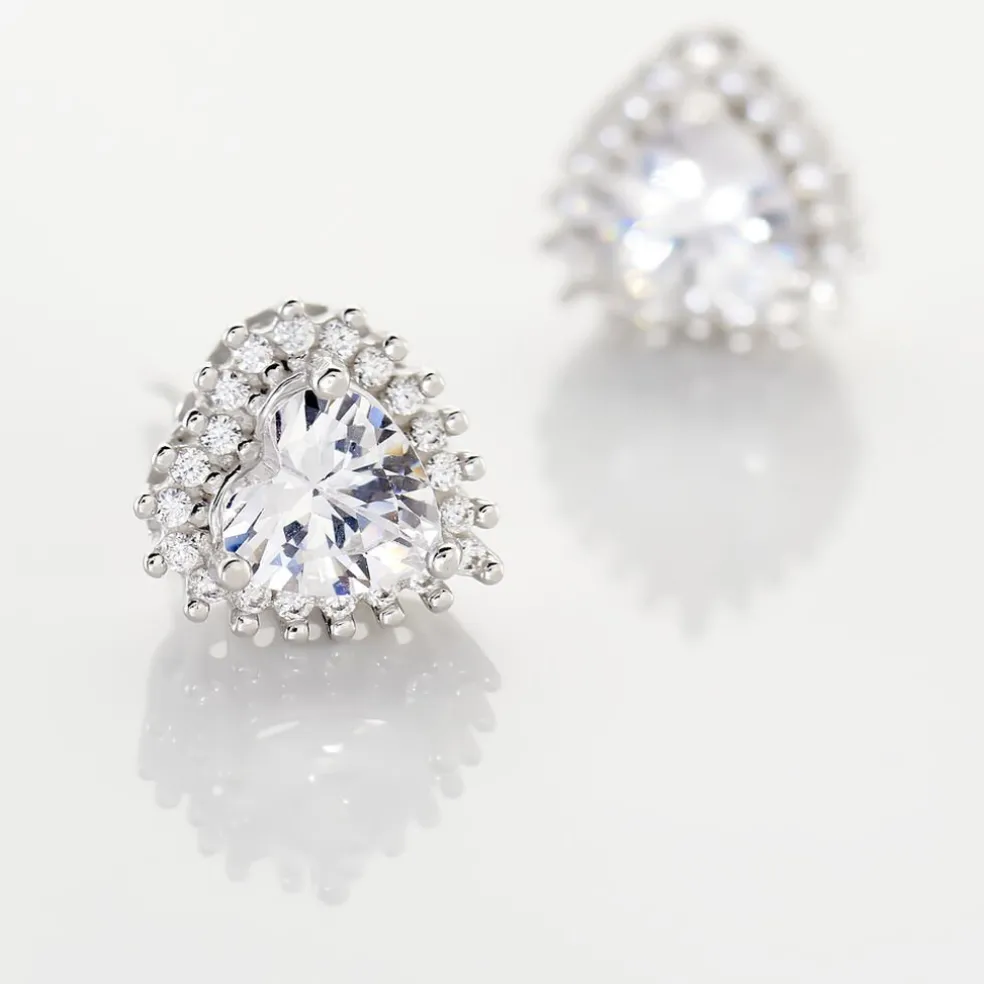 Boucles D'oreilles Puces Calvi Argent Blanc Oxyde De Zirconium