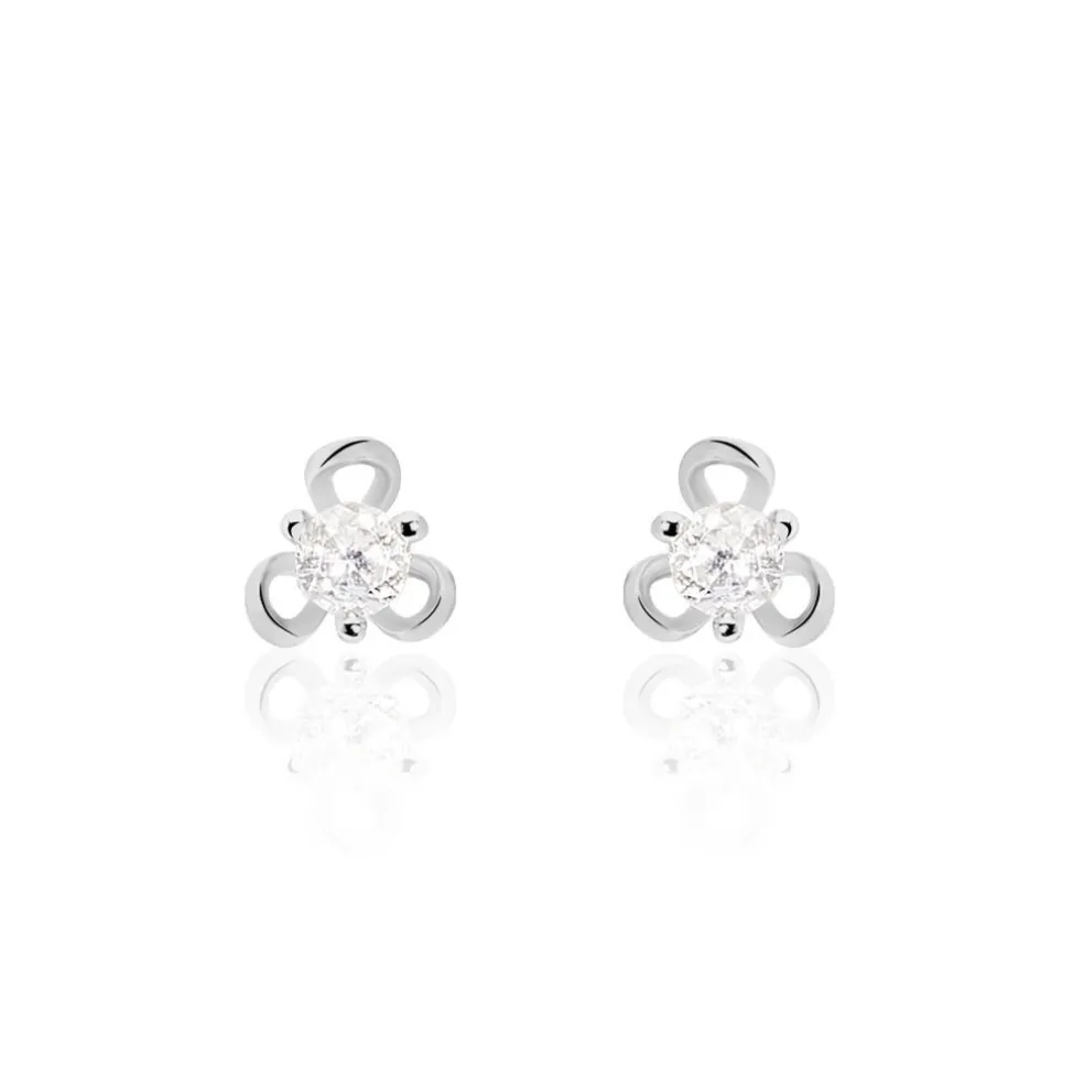 Boucles D'oreilles Puces Charlyne Argent Blanc Oxyde De Zirconium