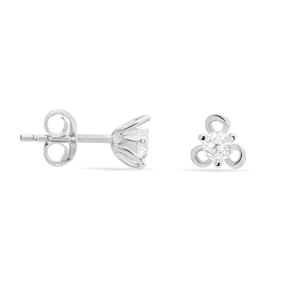 Boucles D'oreilles Puces Charlyne Argent Blanc Oxyde De Zirconium