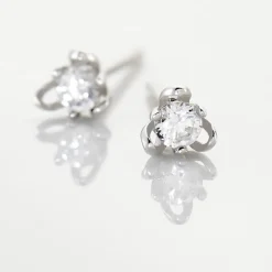 Boucles D'oreilles Puces Charlyne Argent Blanc Oxyde De Zirconium