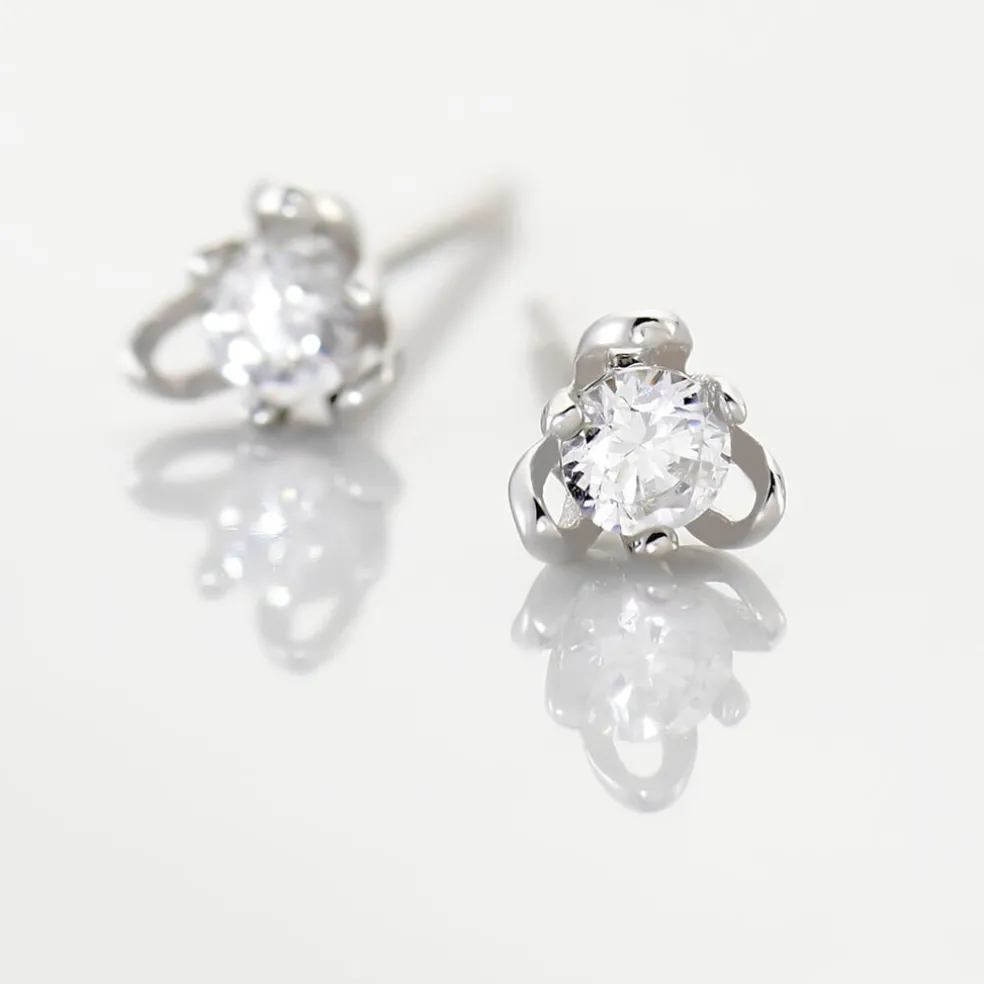 Boucles D'oreilles Puces Charlyne Argent Blanc Oxyde De Zirconium