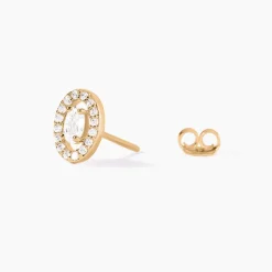 Boucles D'oreilles Puces Classical Plaqué Or Jaune Oxyde De Zirconium